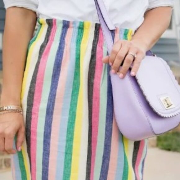J.Crew Pull-on Linen Skirt In Rainbow Stripe - Picture 1 of 7